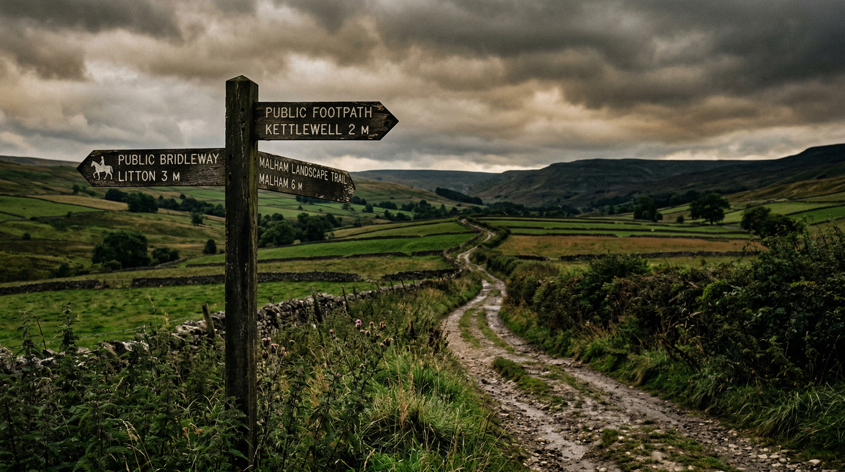 Yorkshire Dales bridleway and public footpath signpost